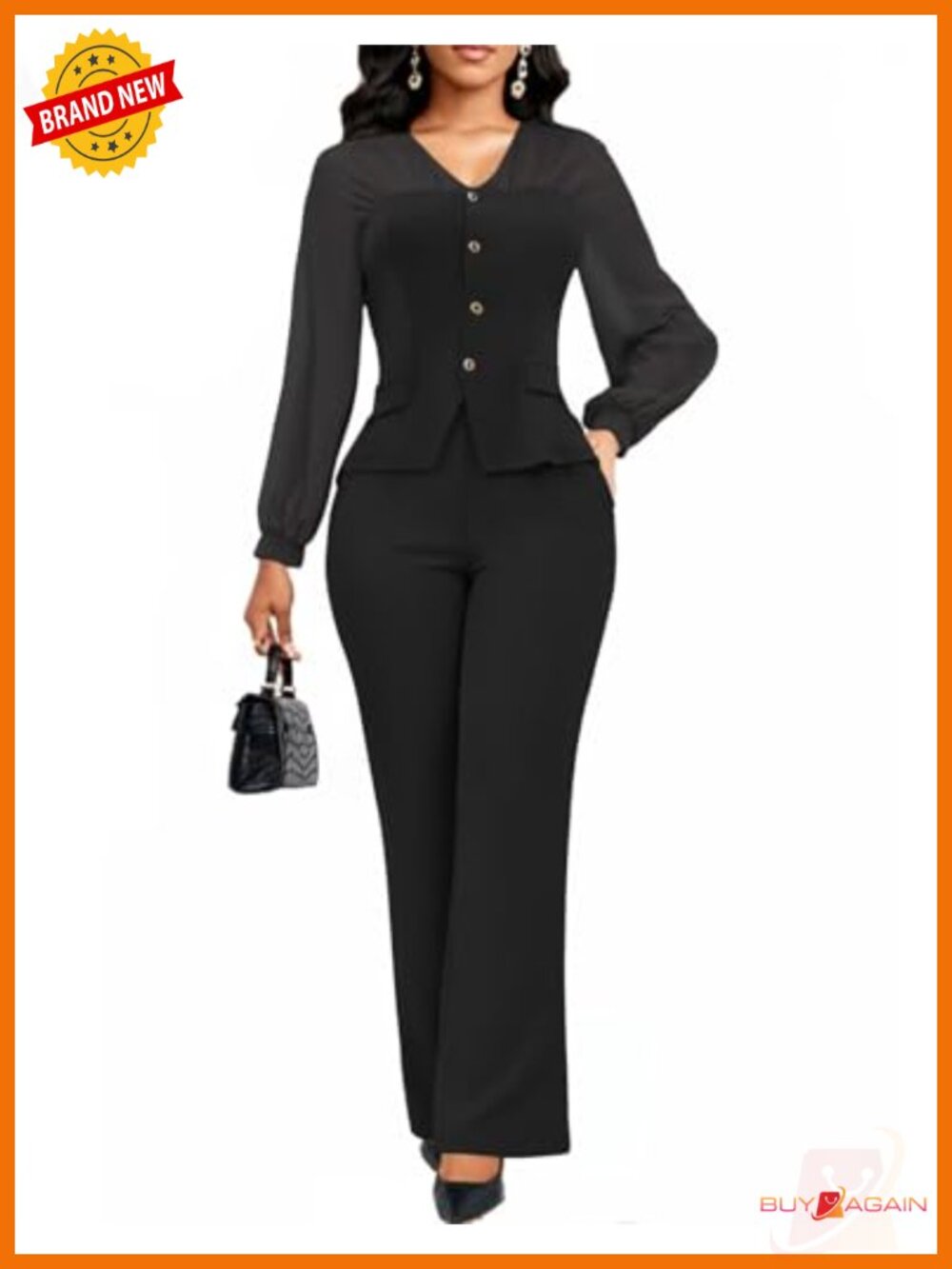 2 Piece Pant Suits for Women Dressy Business Casual Outfits Mesh Long Sleeve